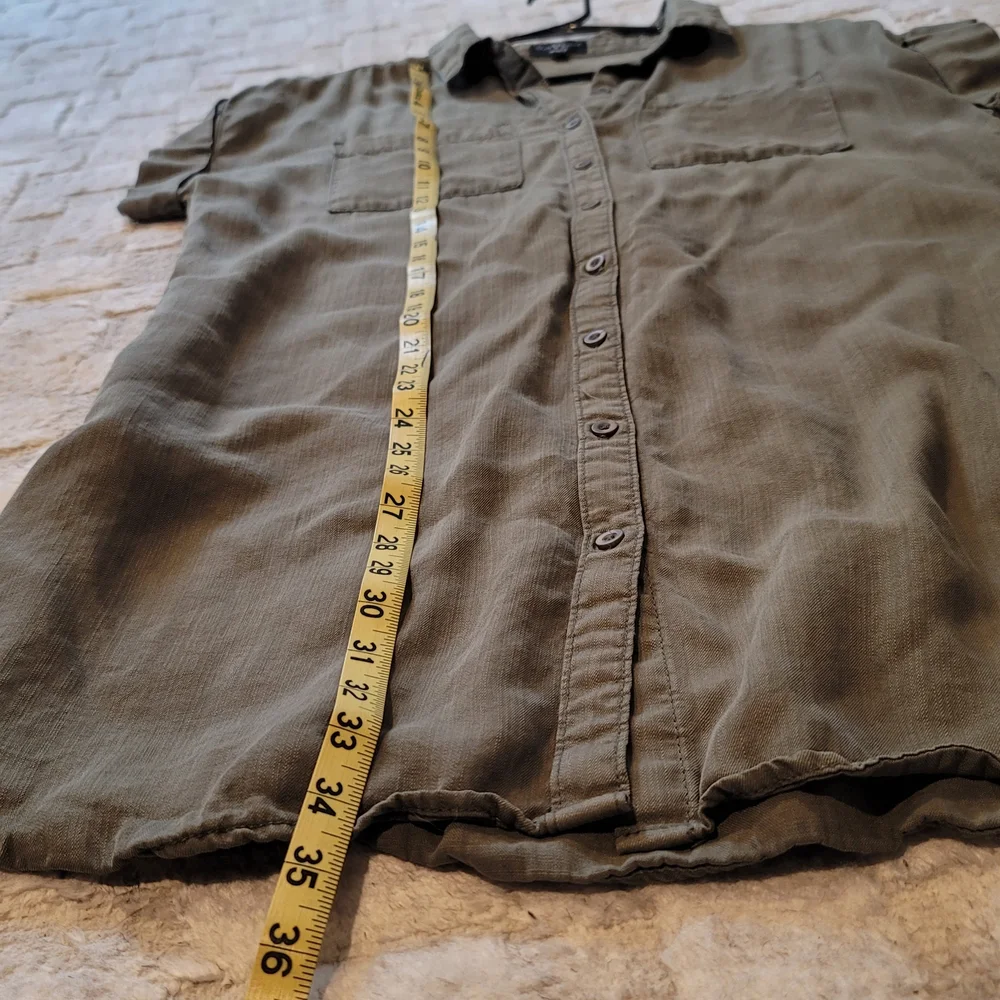 VELVET HEART Button Down Shirt Dress Olive Green Size L - Picture 6 of 8